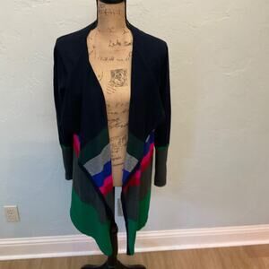 Anthropologie Julie longline cardigan sweater duster navy stripe preppy boho